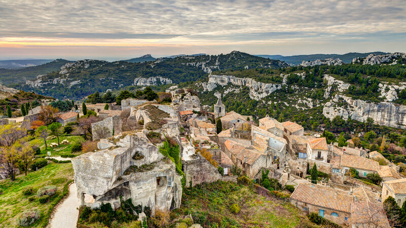 Ancient Village on Cliff — Gray