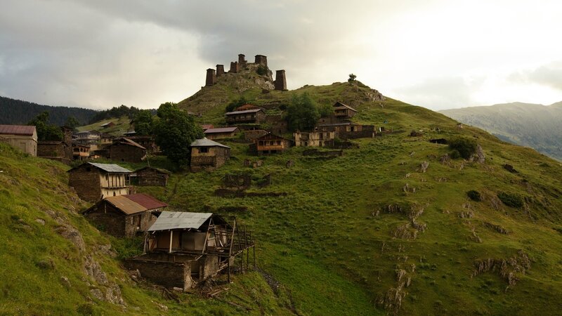 Ancient Village on Hill — Green