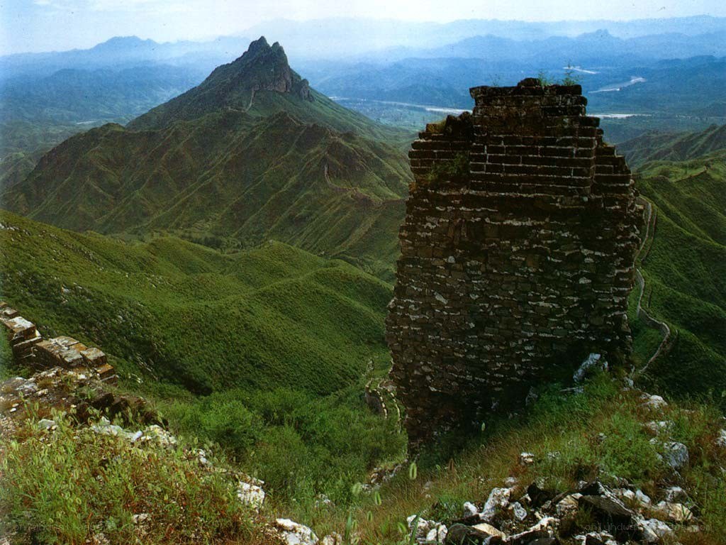 Ancient wall ruins in mountains