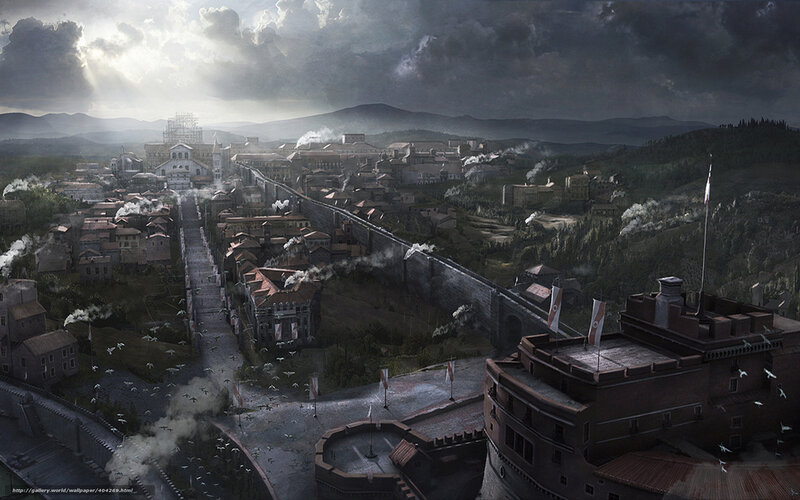 ancient walled city at dusk