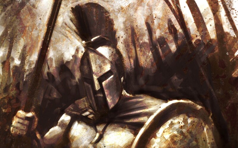 ancient warrior in armor