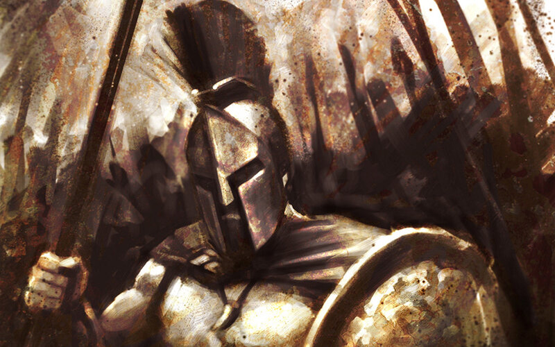 ancient warrior in armor