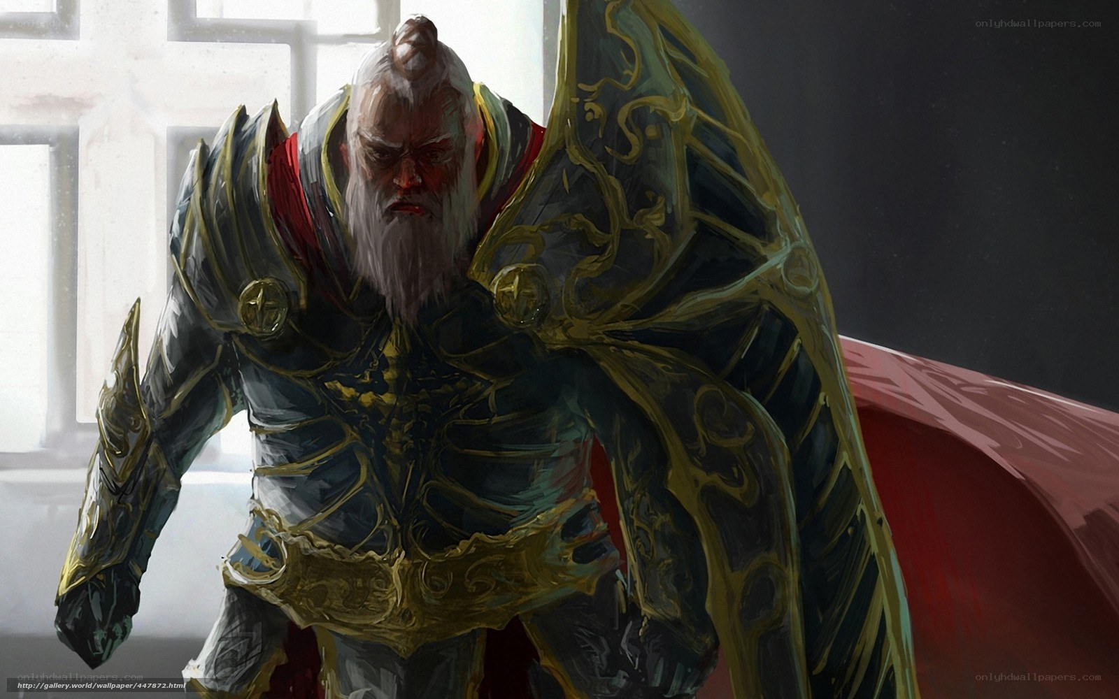ancient warrior in ornate armor