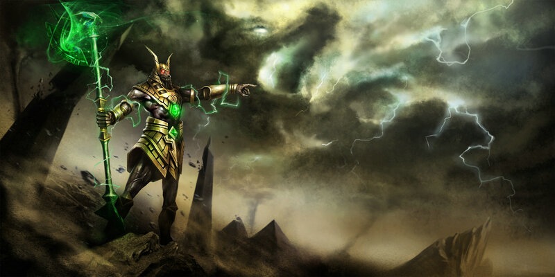 ancient warrior with green staff