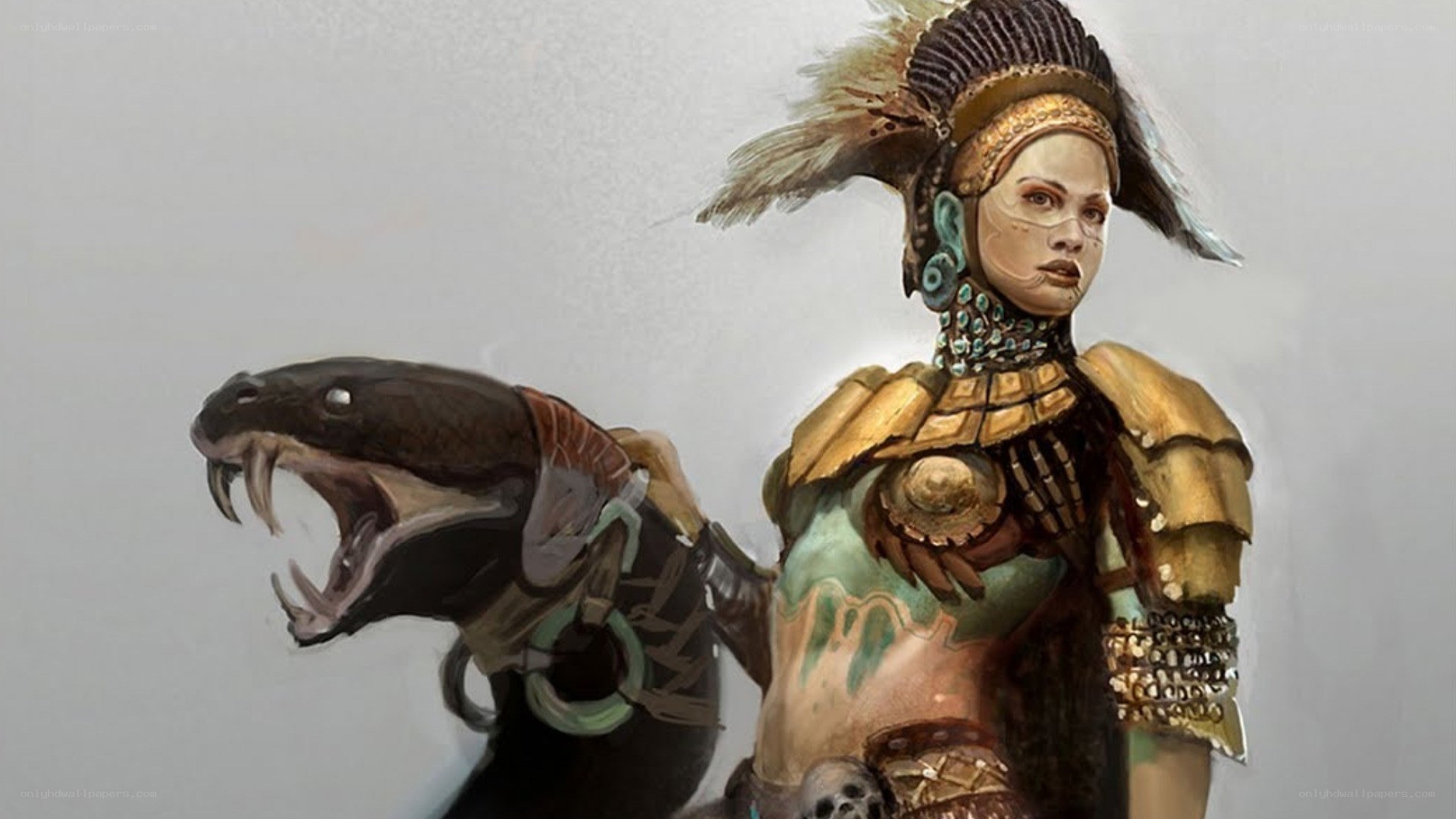 ancient warrior with serpent