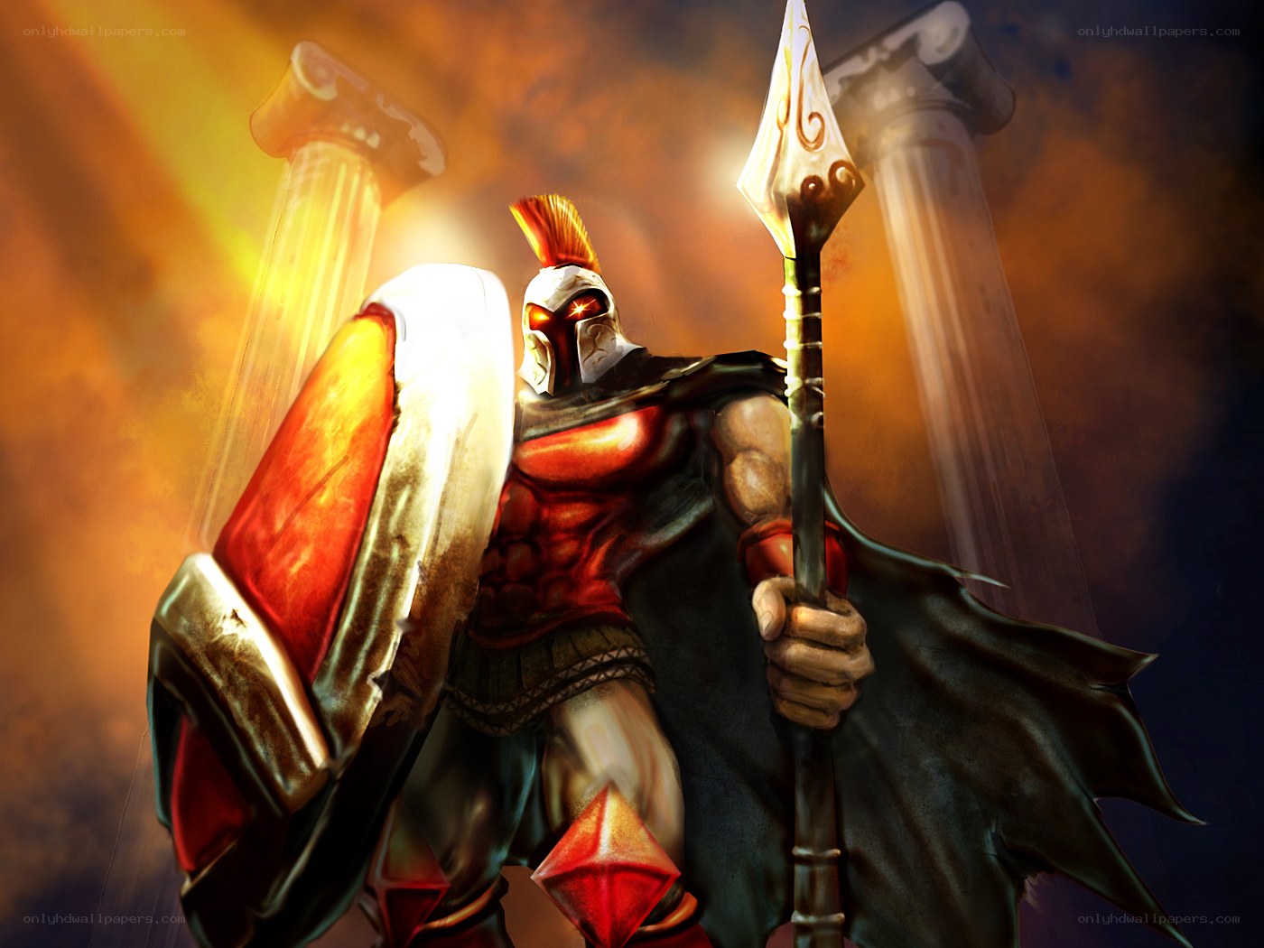 ancient warrior with spear and shield