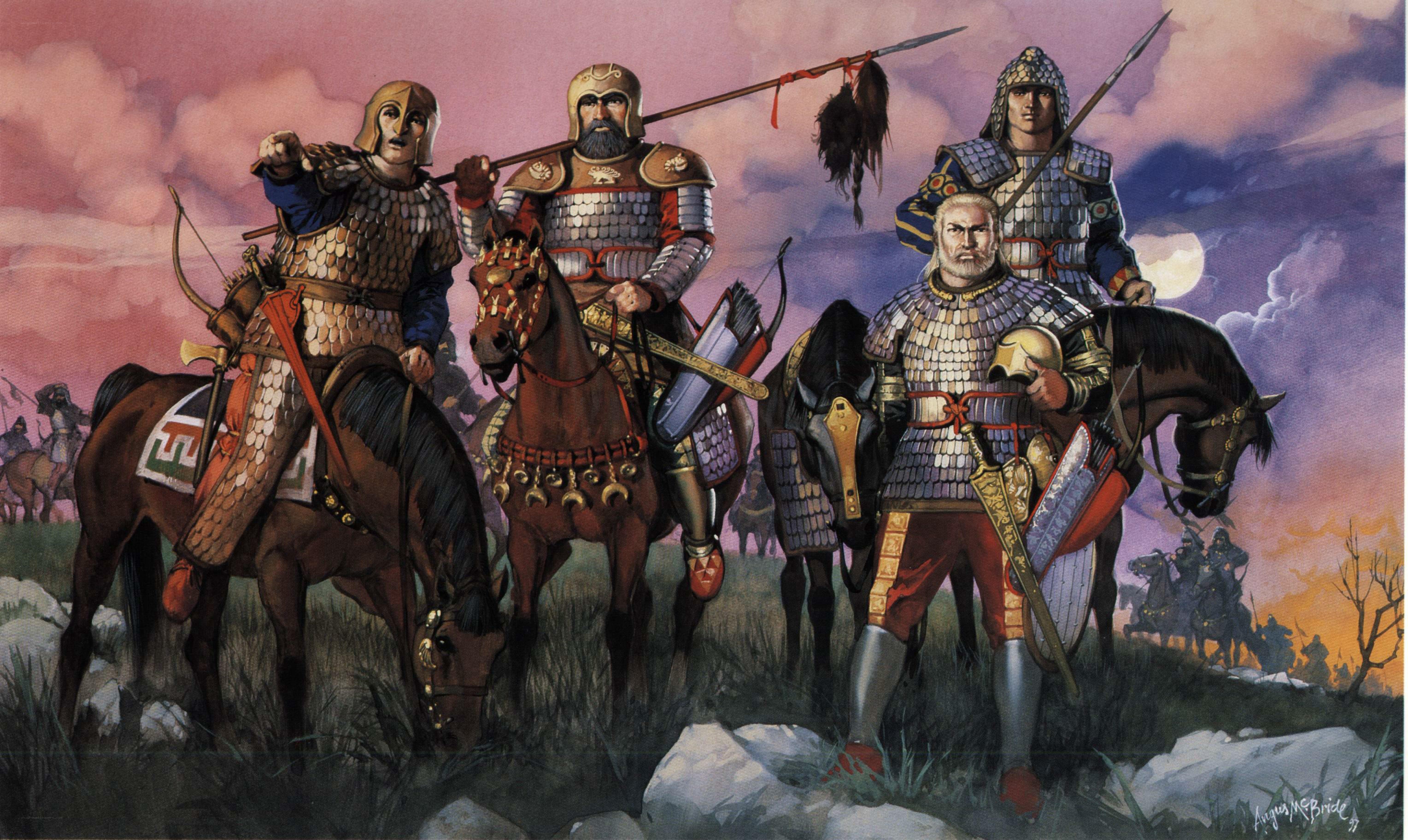 Ancient warriors on horseback