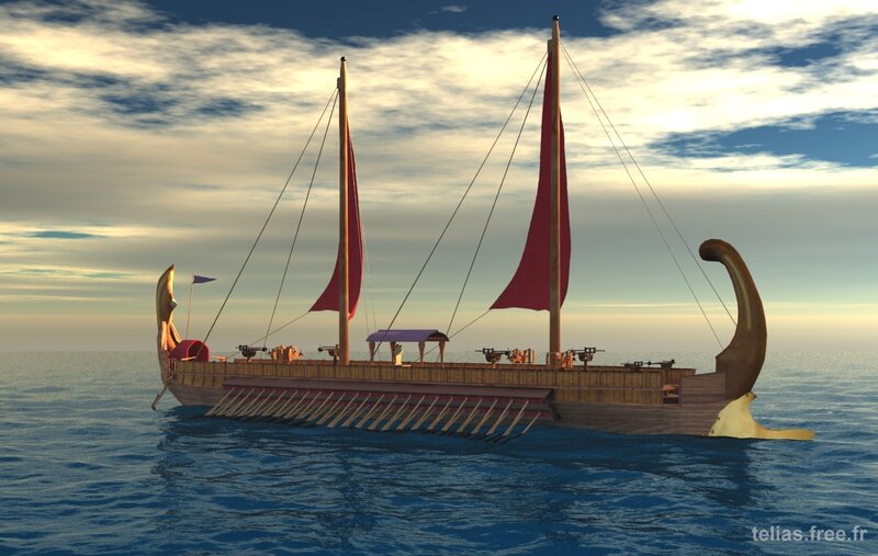 Ancient Warship on Sea