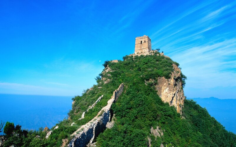 Ancient Watchtower on Mountain — Blue