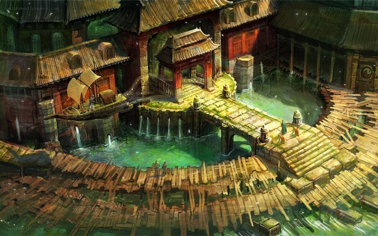 ancient water city concept art