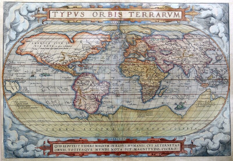 Ancient World Map — Blue, Historical