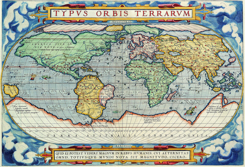Ancient World Map — Blue