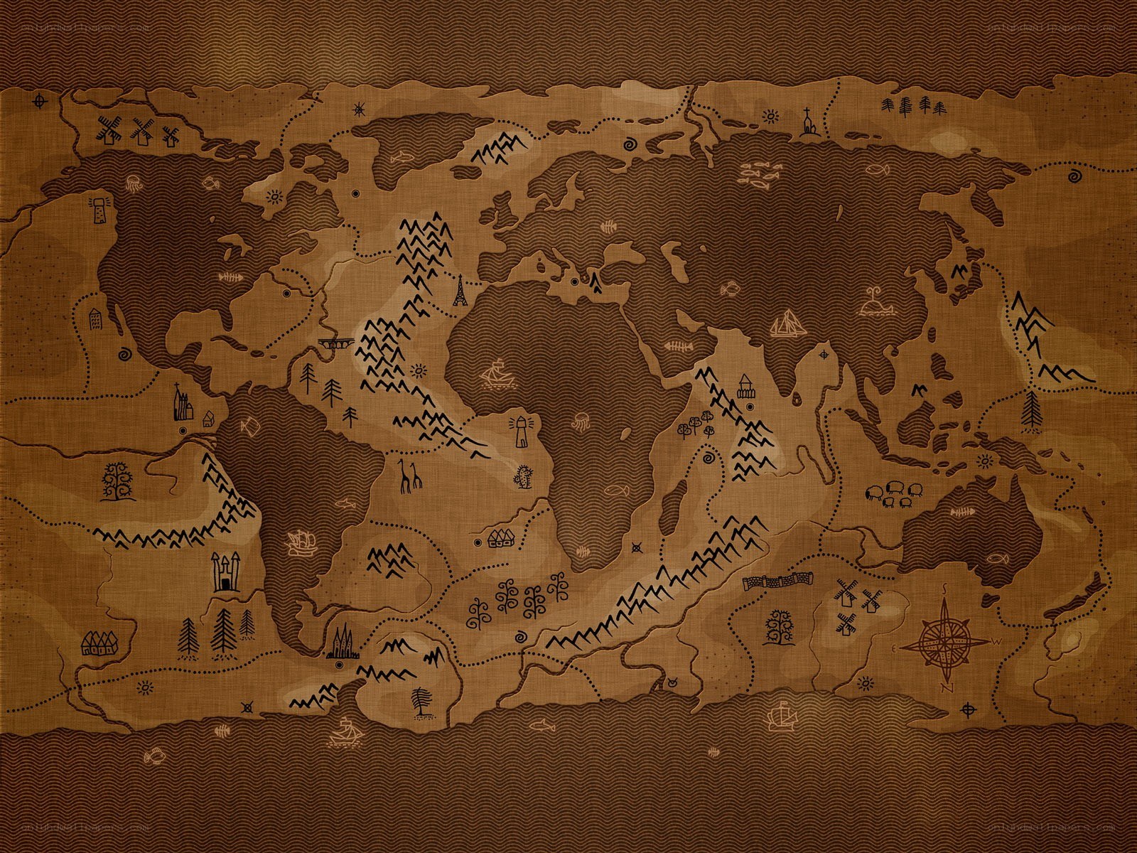 ancient world map illustration