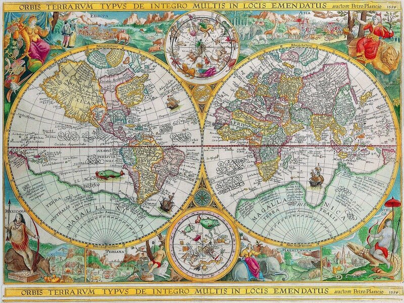Ancient World Map — Yellow, Detailed