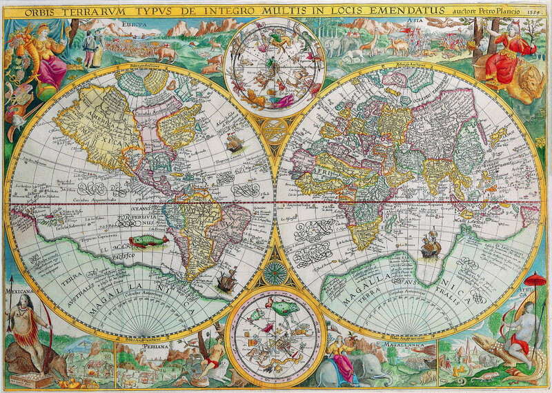 Ancient World Map — Yellow