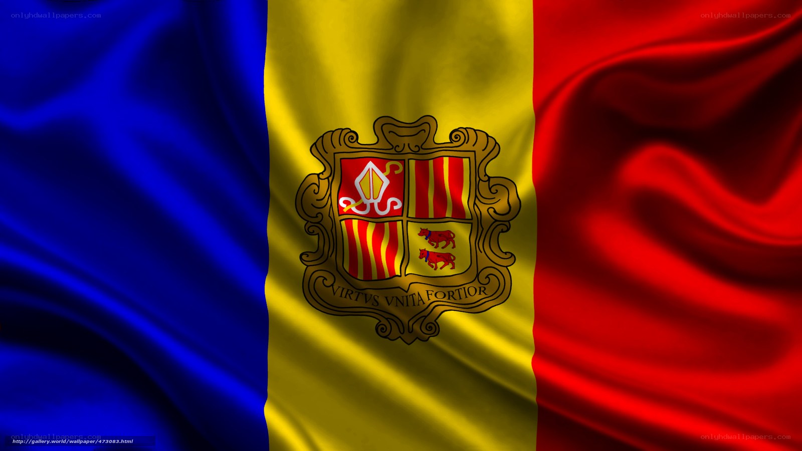 Andorra flag with coat of arms