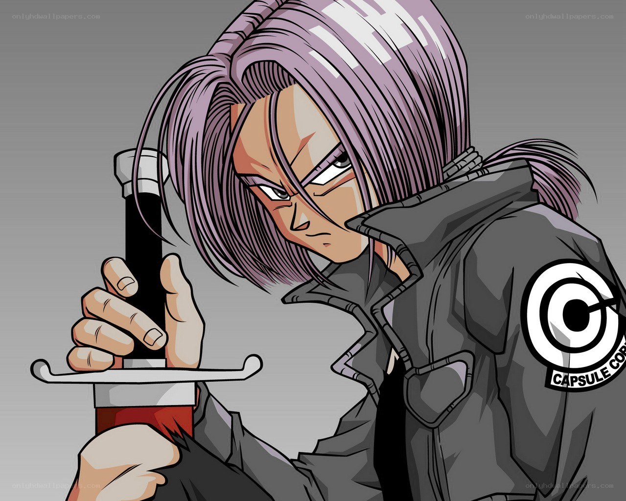 Android 17 holding a sword