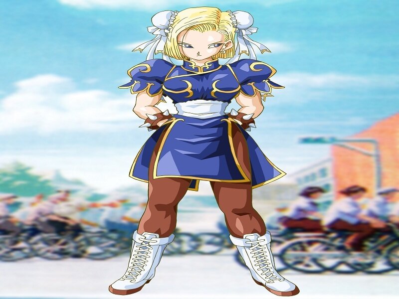 Android 18 in blue outfit