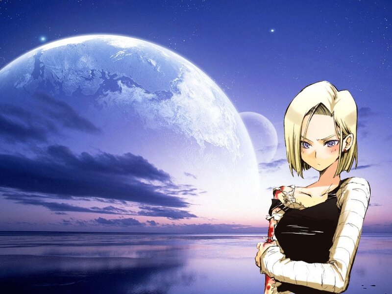 Android 18 on a planet