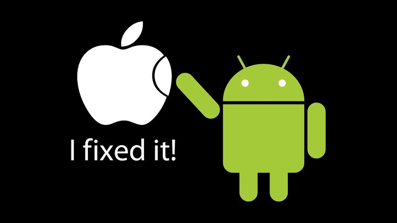 Android and Apple Logos — Black, Humorous