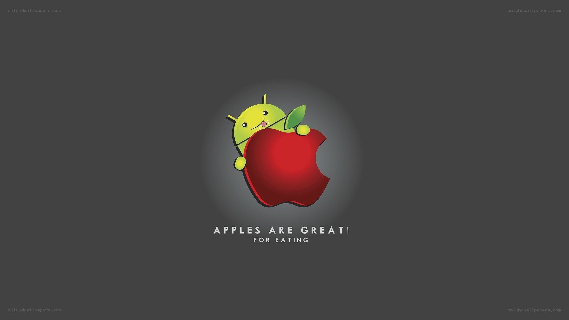 Android eating an apple