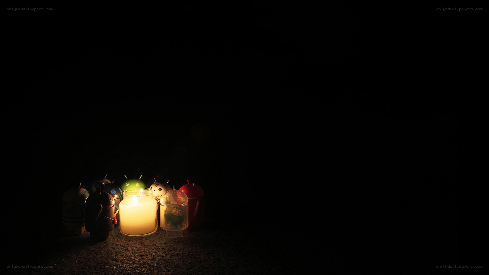 Android figures with candlelight