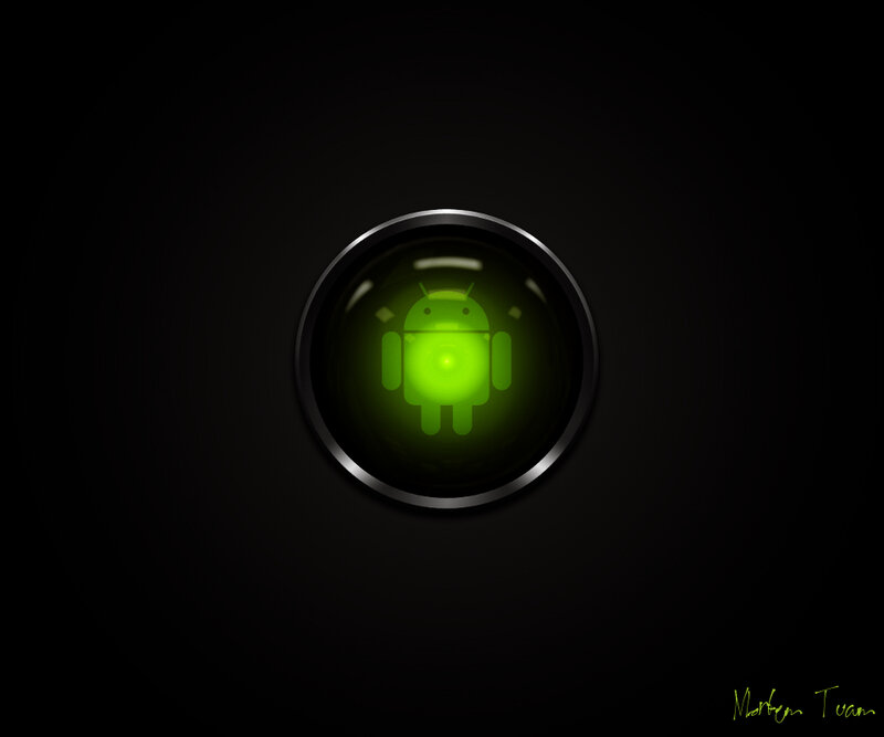 Android logo in a glowing orb
