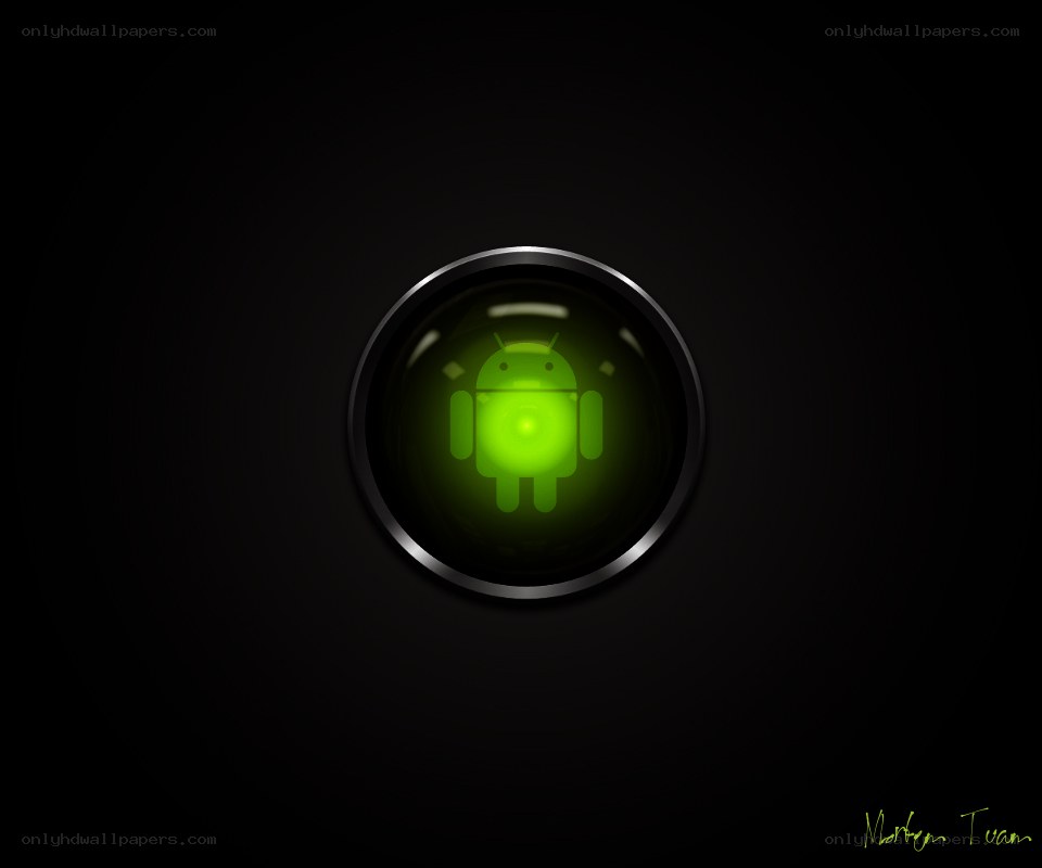 Android logo in a glowing orb