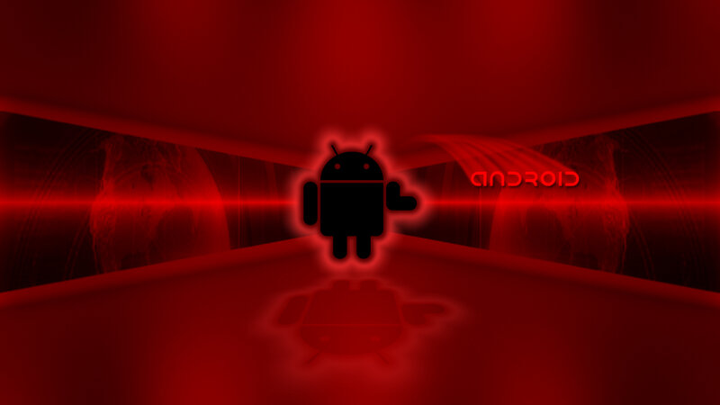 Android logo in red tunnel