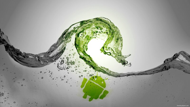 Android logo in water splash