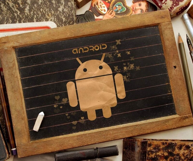 Android logo on a chalkboard