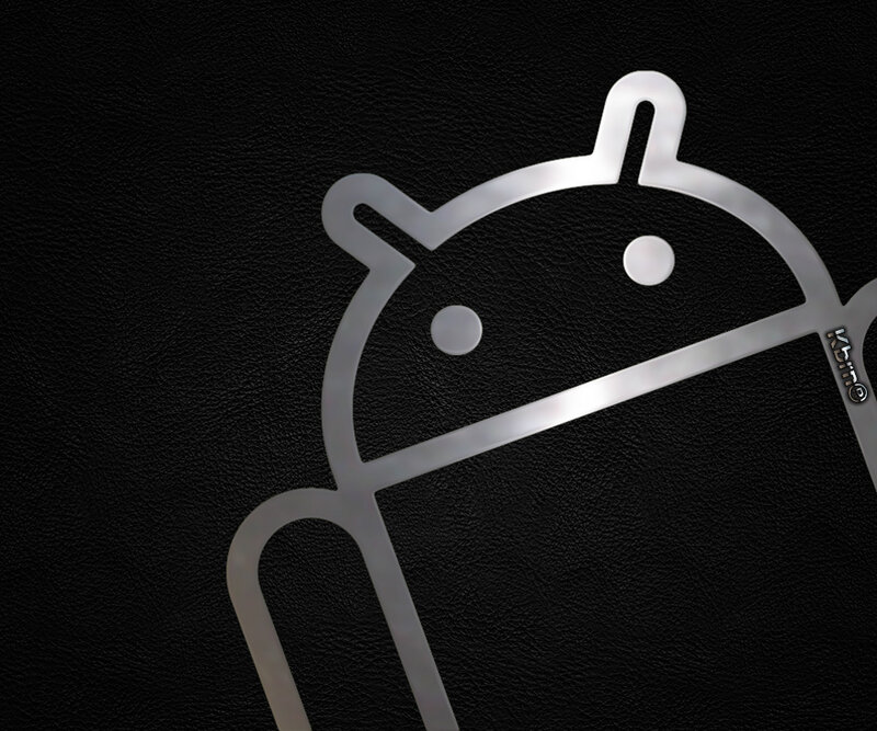 Android logo on black leather