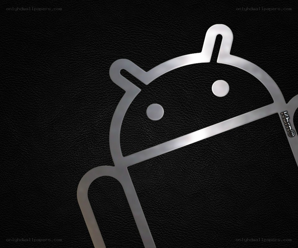 Android logo on black leather