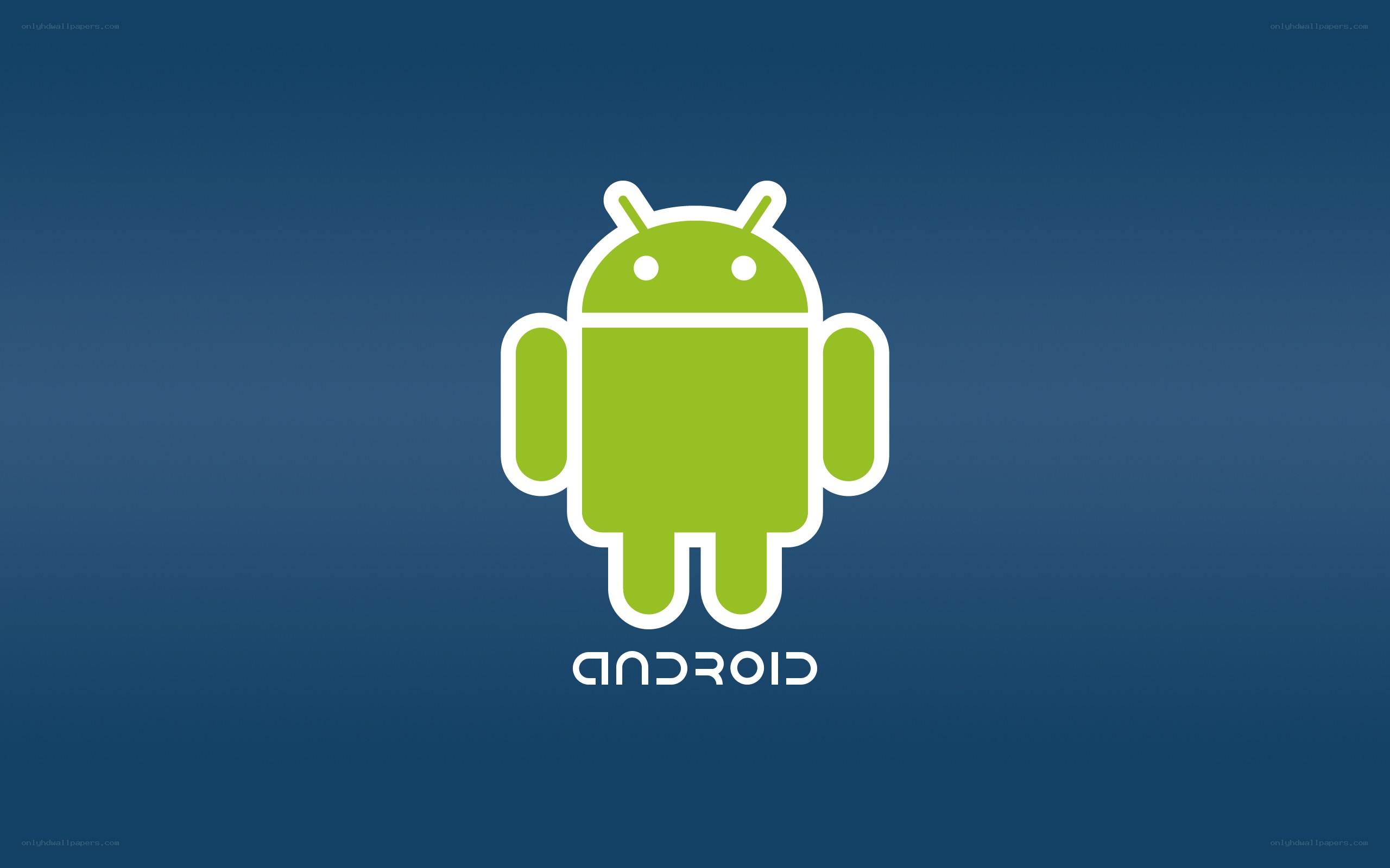 Android logo on blue background