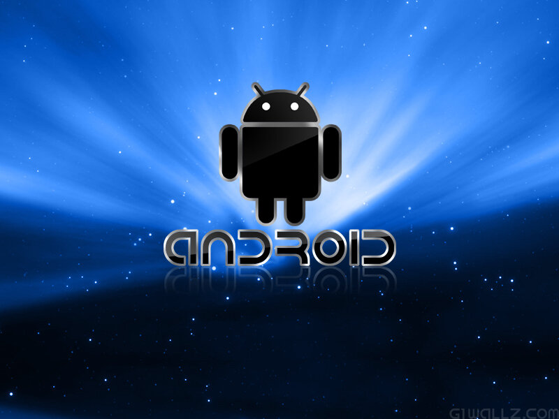 Android logo on blue background