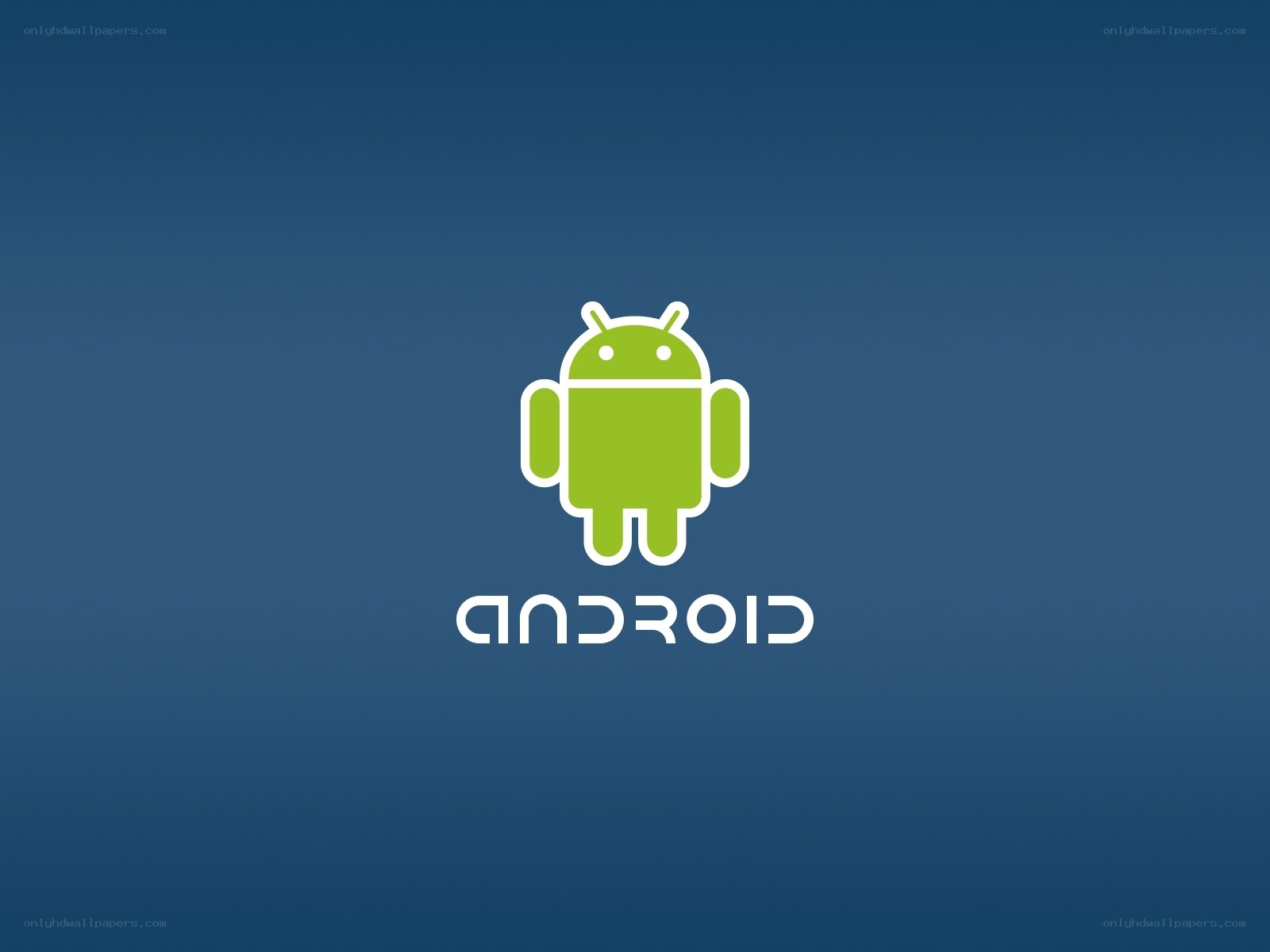 Android logo on blue background