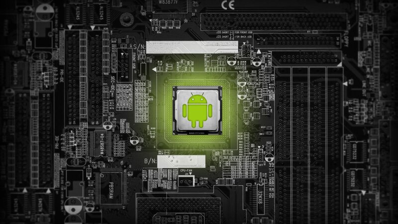 Android Logo on Circuit Board — Black