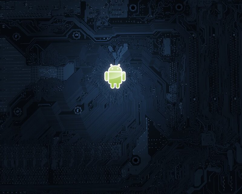 Android logo on circuit board