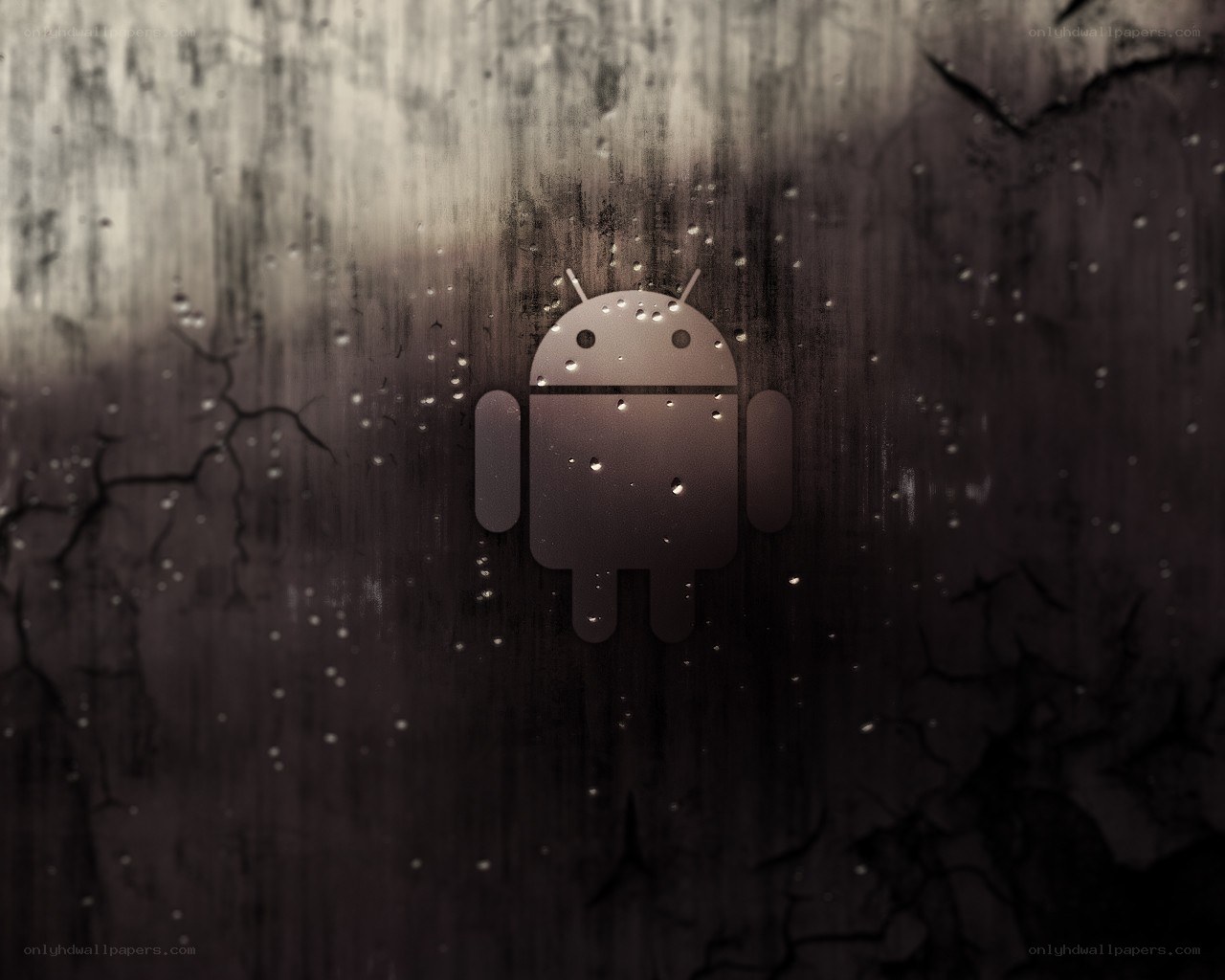 Android logo on cracked wall