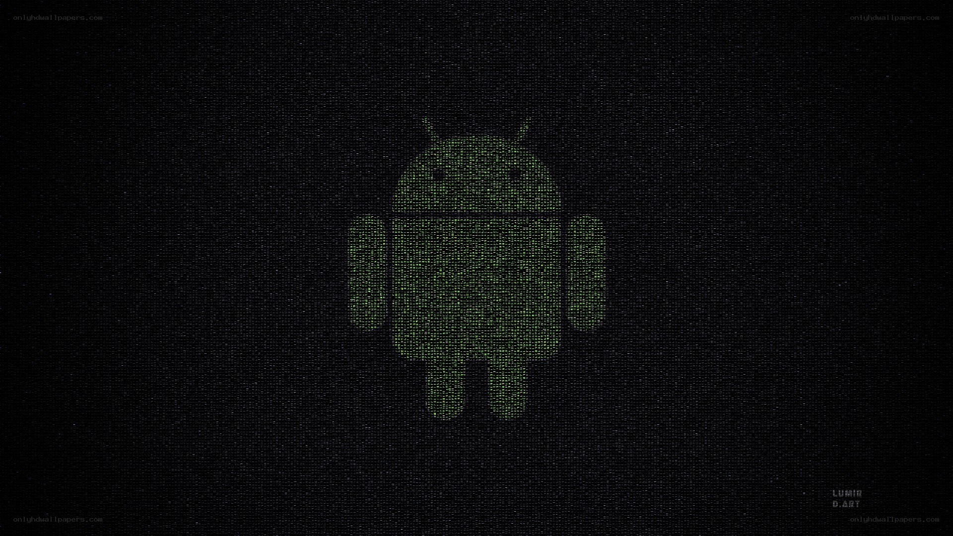 Android logo on dark background
