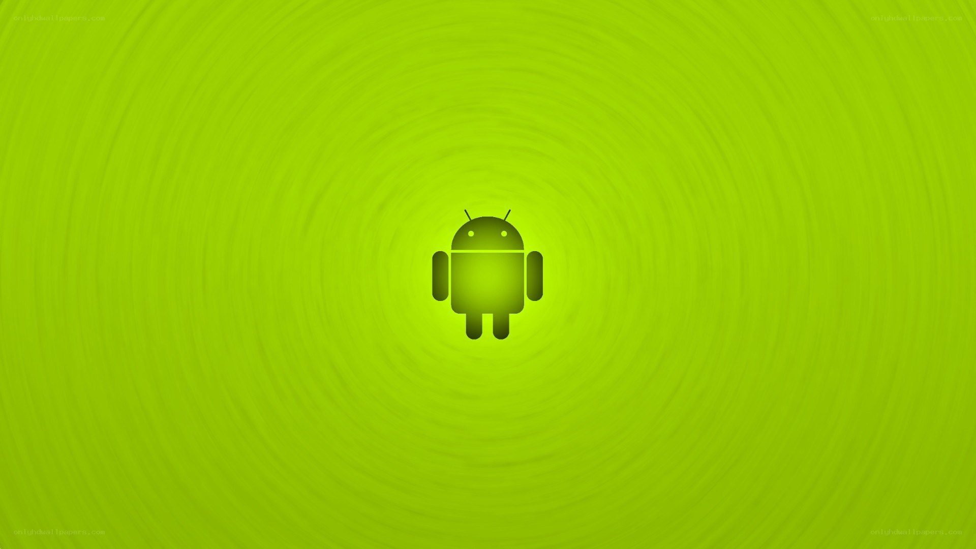 Android logo on green swirl
