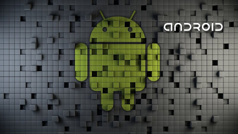 Android logo on pixelated wall
