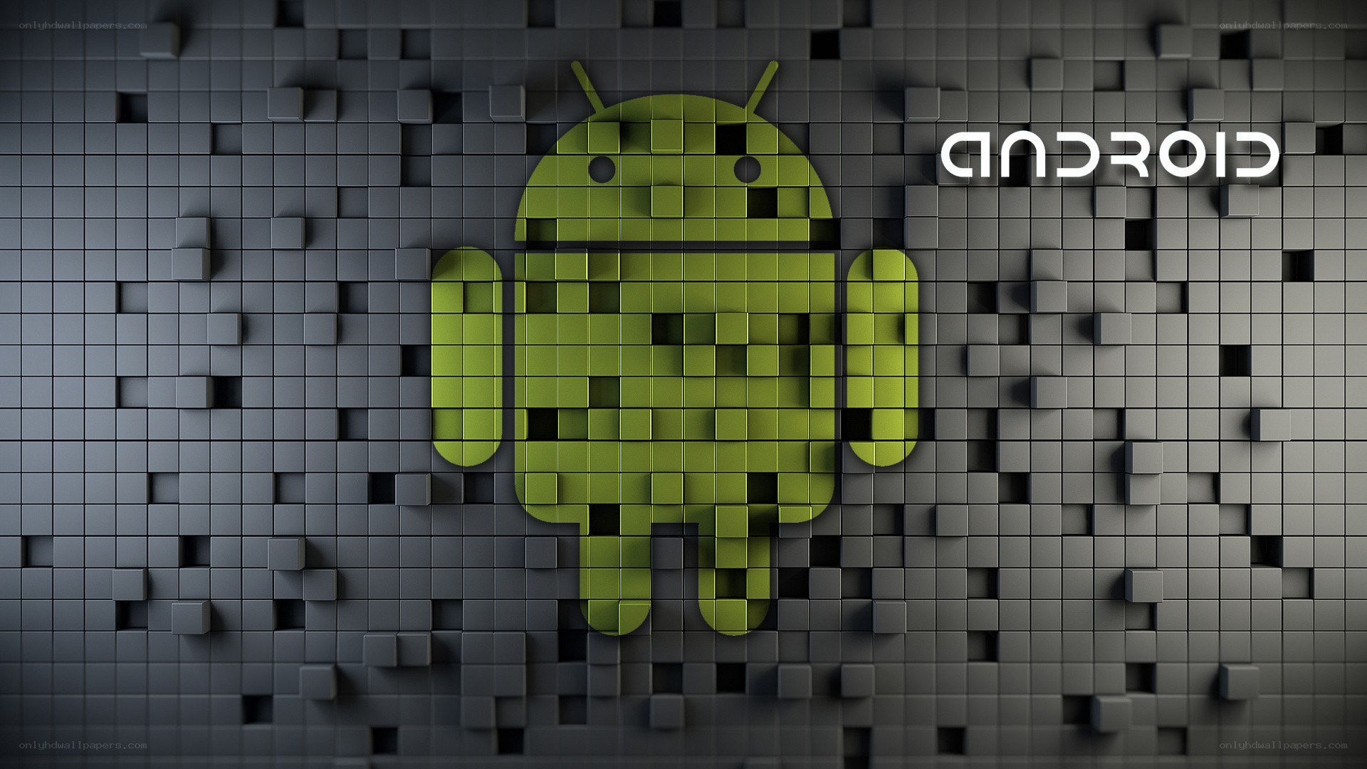 Android logo on pixelated wall