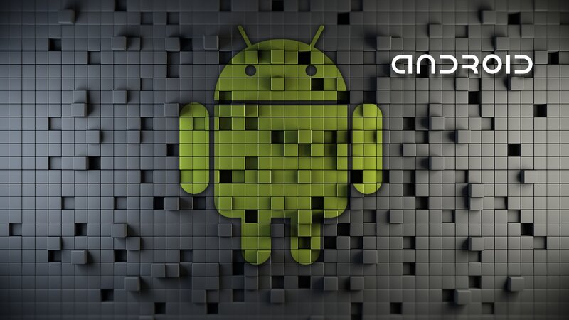 Android logo on pixelated wall