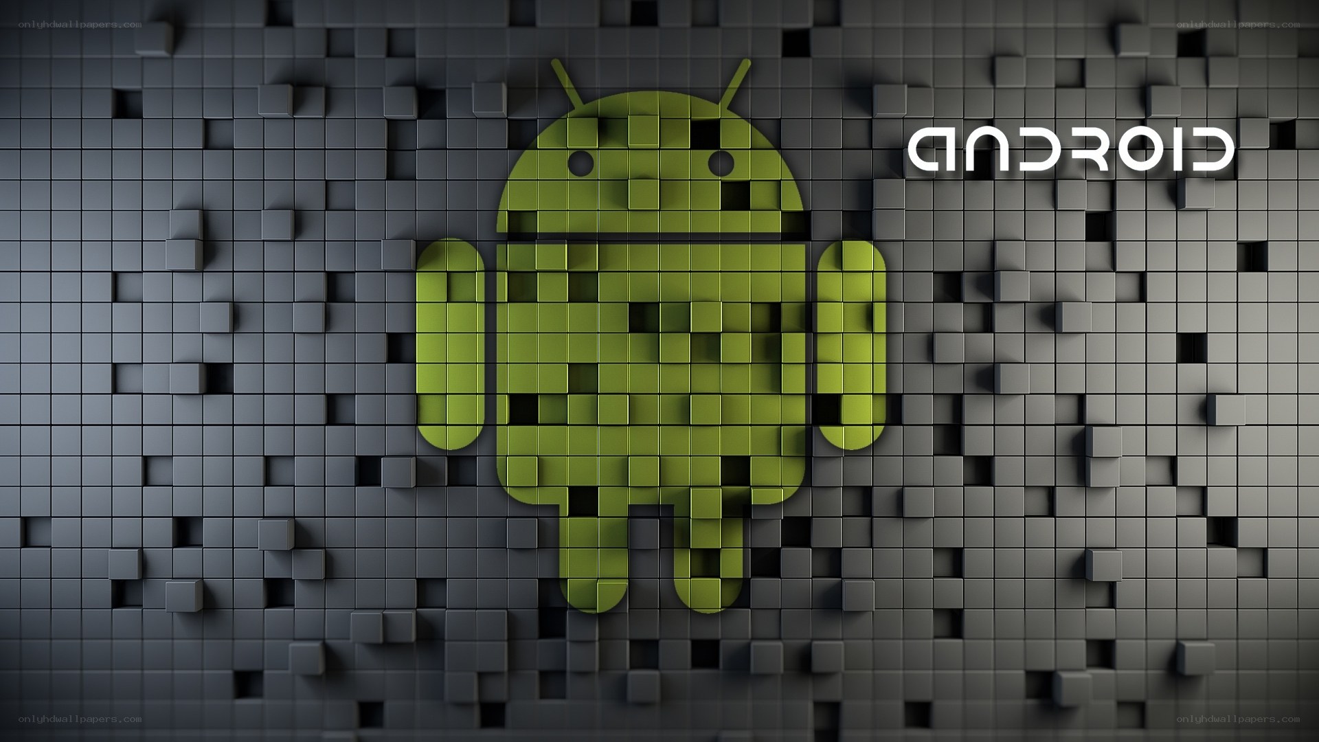 Android logo on pixelated wall
