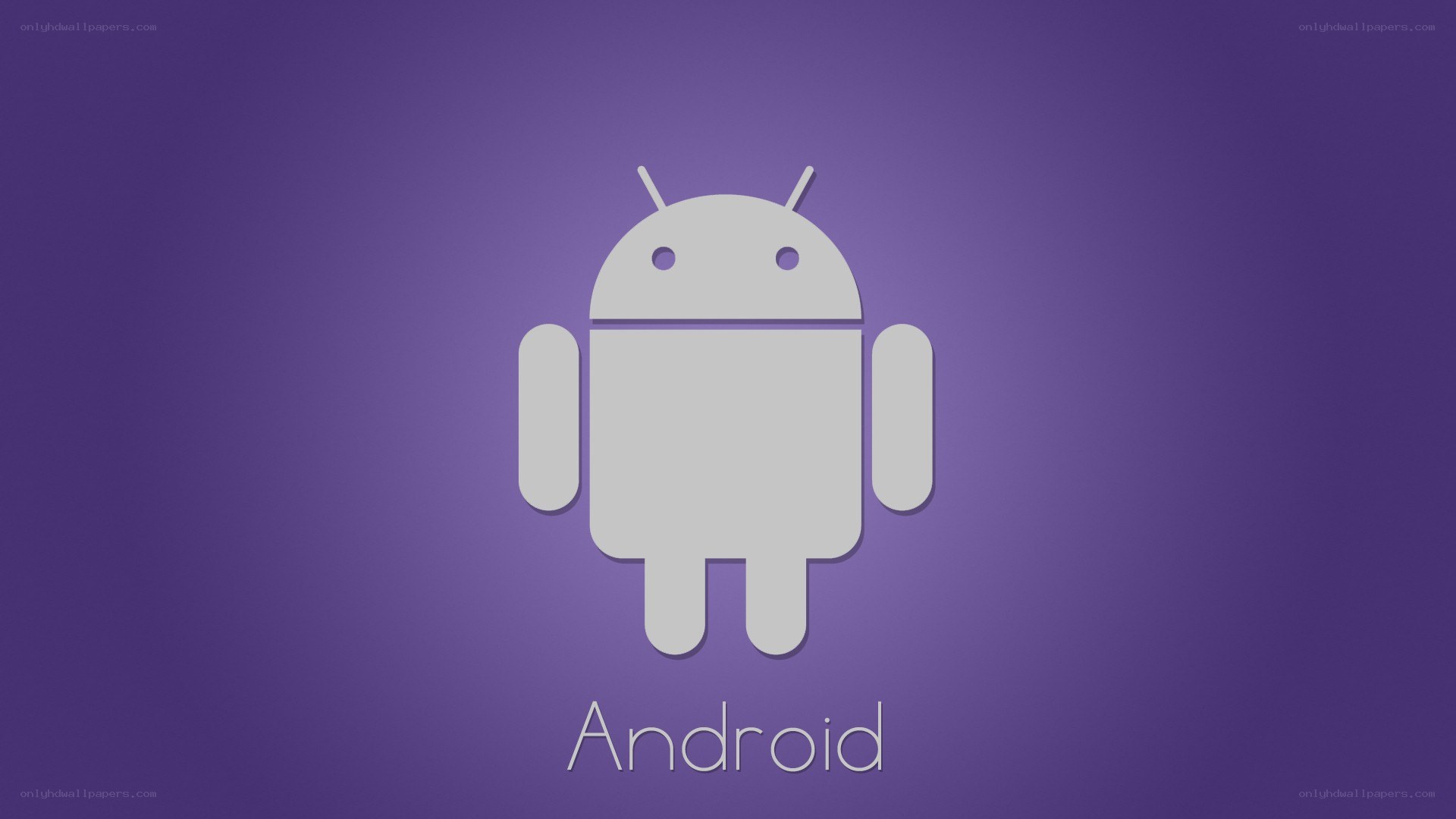 Android logo on purple background