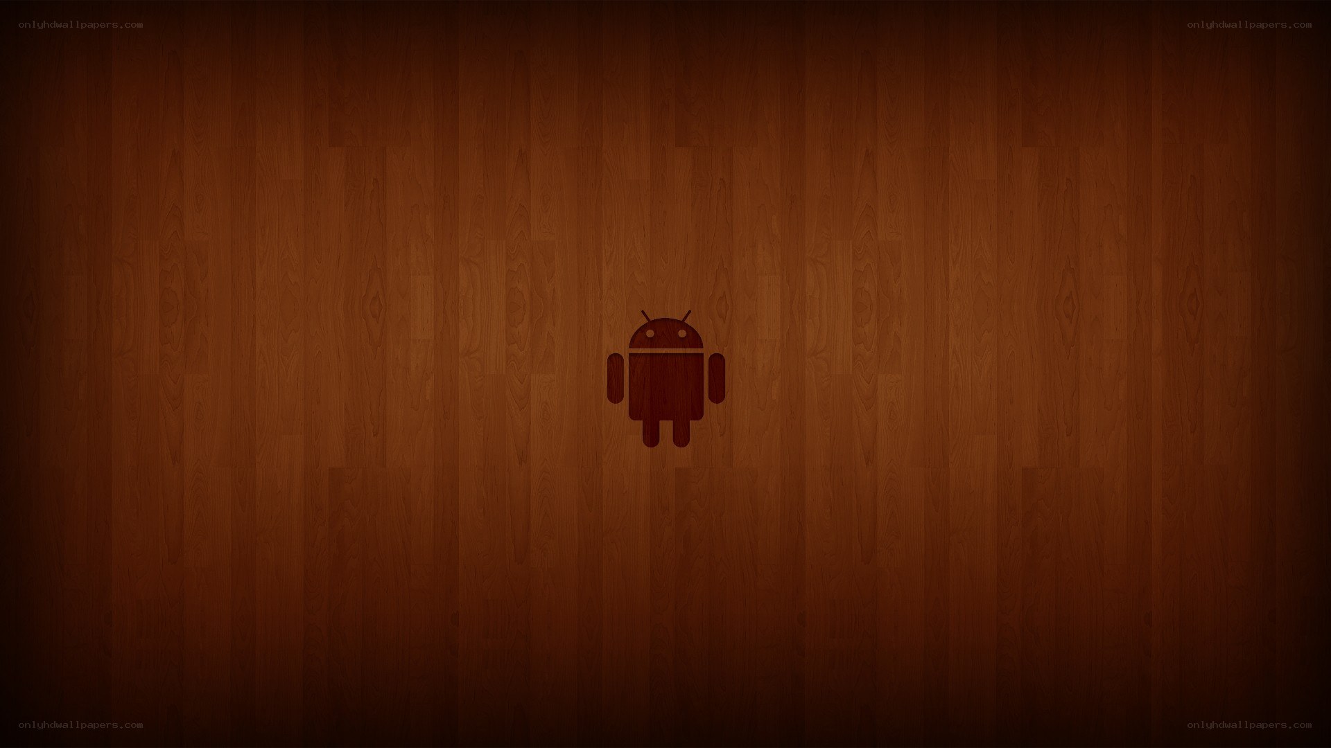 Android logo on wood background