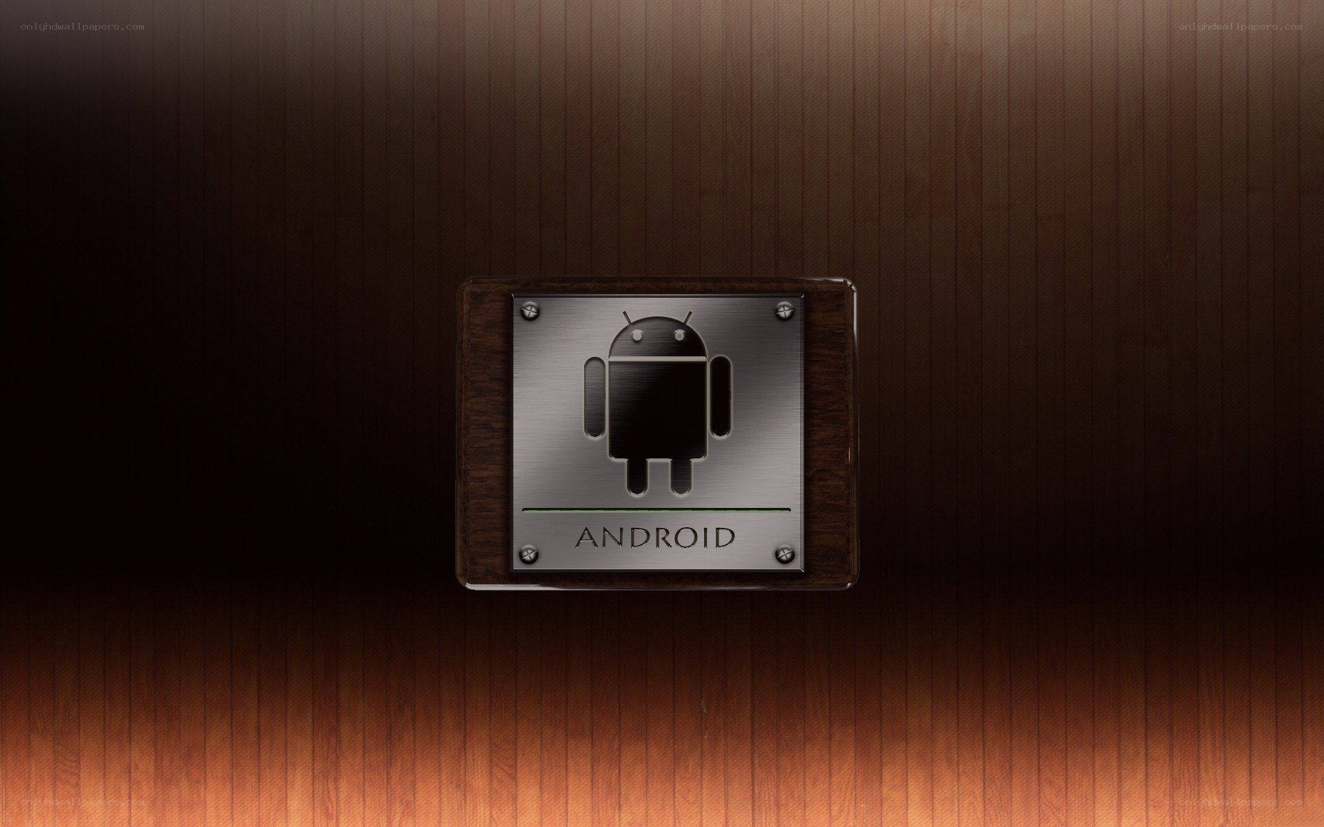 Android logo on wooden wall