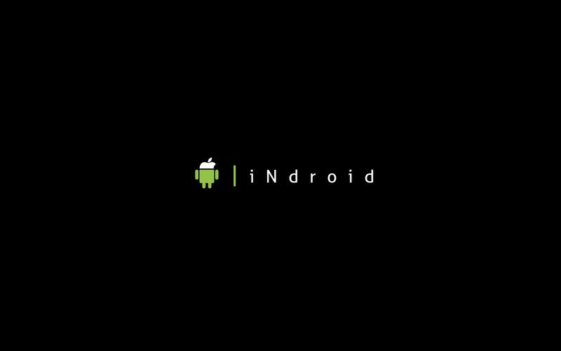 Android Logo with Apple — Black
