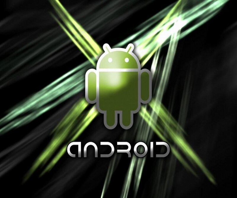 Android logo with green light streaks